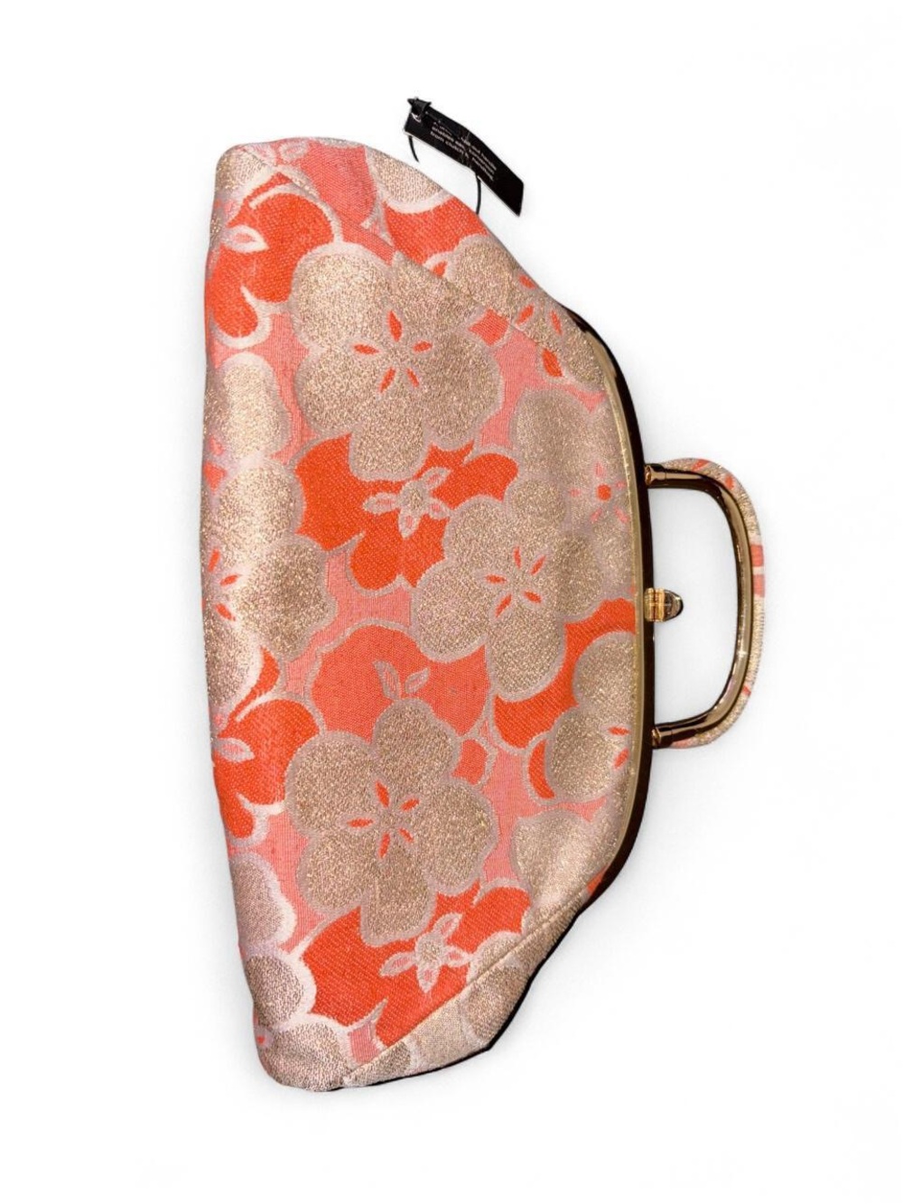 Banana Republic Coral & Gold Floral Frame Clutch